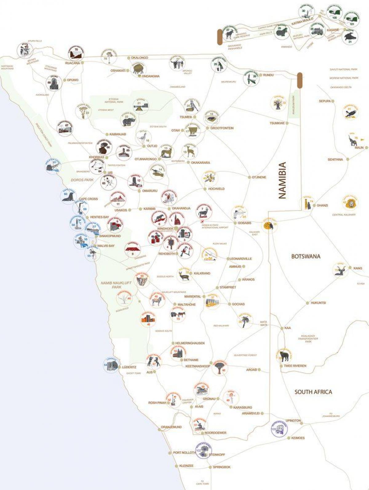 Kaart Namiibia tour planeerimine