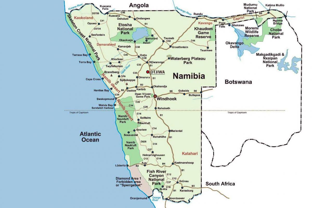 kaart Namiibia