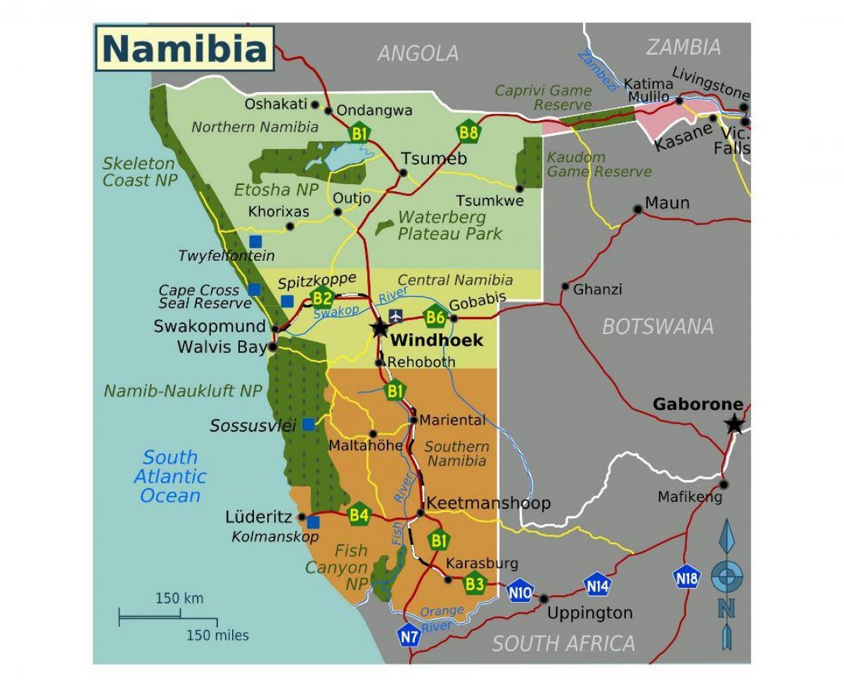 Kaart põhja-Namiibia 