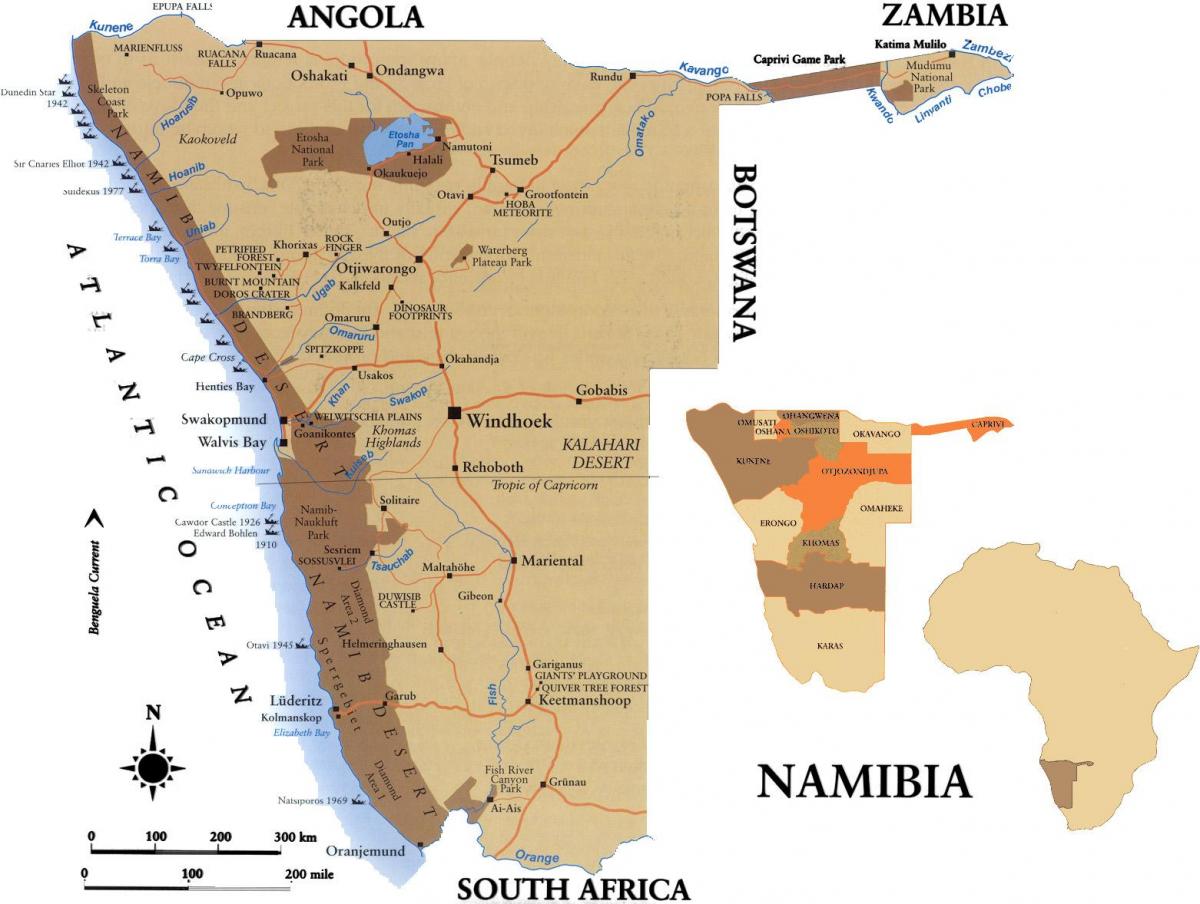 Kaart skillsmap Namiibia